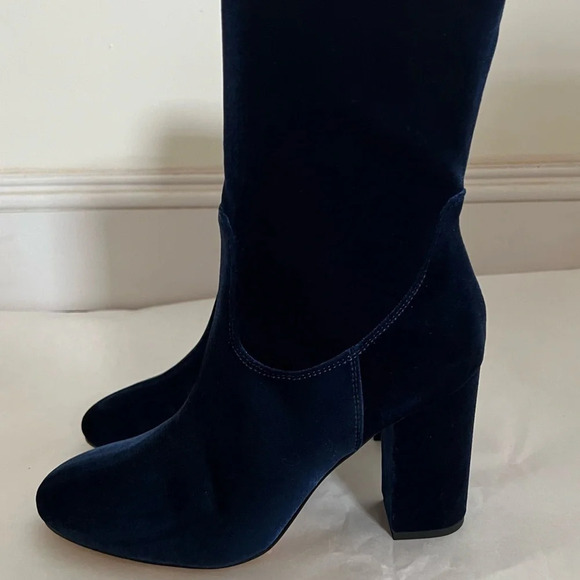 Pinko Jeans Bootie Velvet Fabric Blue Womens Size EU 39 US 9 NWB - Picture 3 of 9